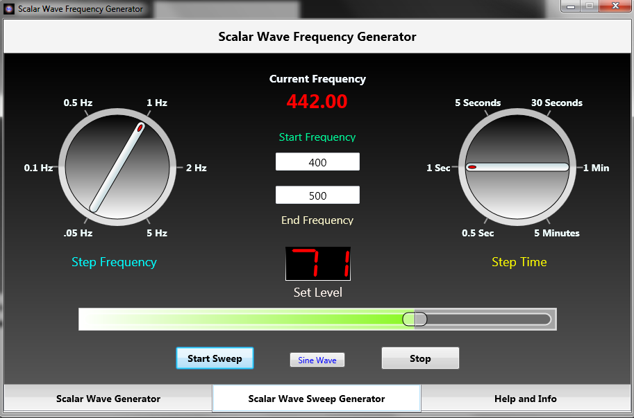 Scalar Wave Sweep Frequency Generator